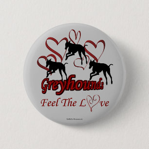 Chapa Redonda De 5 Cm Greyhounds Hearts Love Dog Lover Button Pin