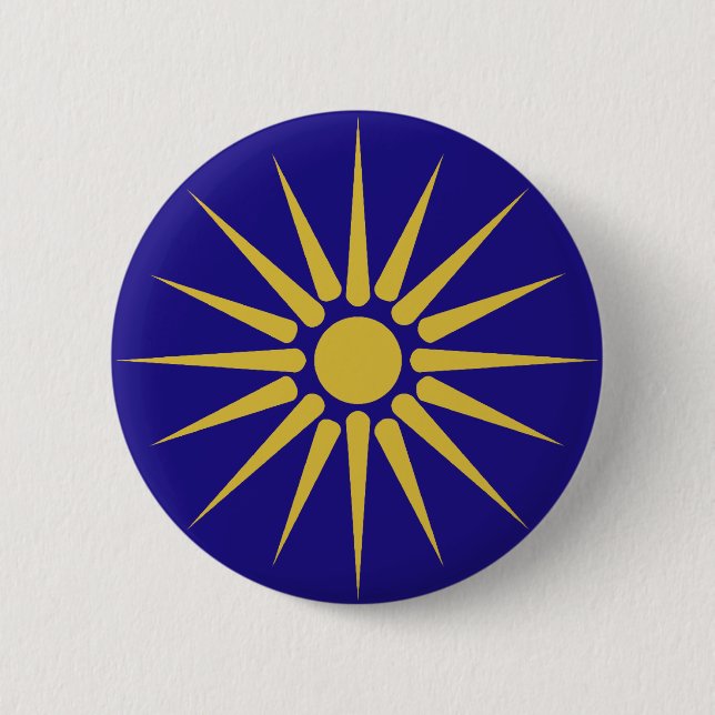 Chapa Redonda De 5 Cm Griego bandera de Macedonia, Grecia (Anverso)