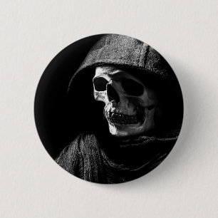 Chapa Redonda De 5 Cm Grim Reaper Skull