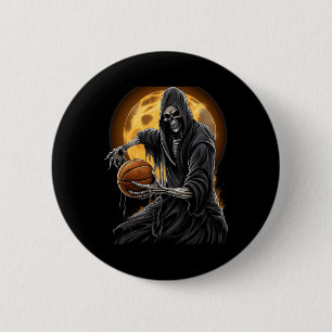 Chapa Redonda De 5 Cm Grim Reaper tocando baloncesto gráfico para mí