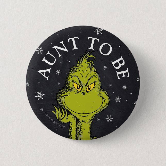 Chapa Redonda De 5 Cm Grinch Chalkboard Baby Shower | Tía Por Ser (Anverso)