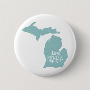 Chapa Redonda De 5 Cm Gris azul me encanta Michigan Silhouette