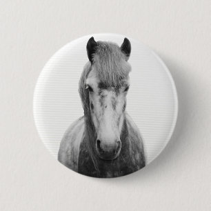 Chapa Redonda De 5 Cm gris, caballo, negro y blanco