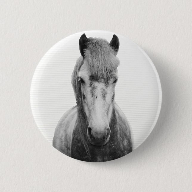 Chapa Redonda De 5 Cm gris, caballo, negro y blanco (Anverso)