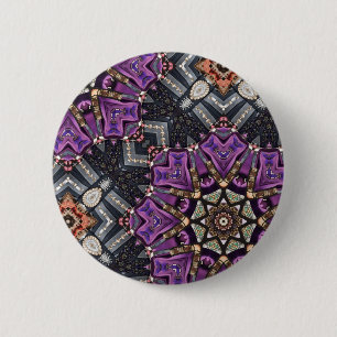 Chapa Redonda De 5 Cm Gris púrpura fractal steampunk Kaleidoscope