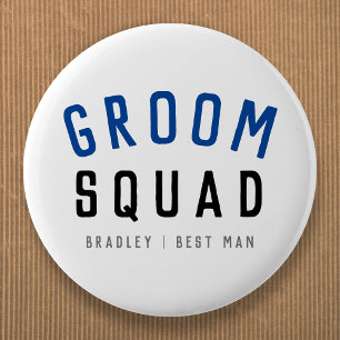 Chapa Redonda De 5 Cm Groom Squad   Moderno bachiller Groomsman estilo