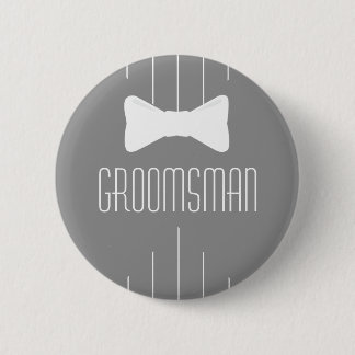 Chapa Redonda De 5 Cm Groomsman White Bowtie 2