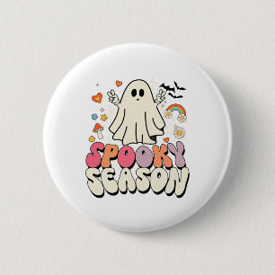 Chapa Redonda De 5 Cm Groovy Boo Ghost Tocante disfraces de Halloween Me