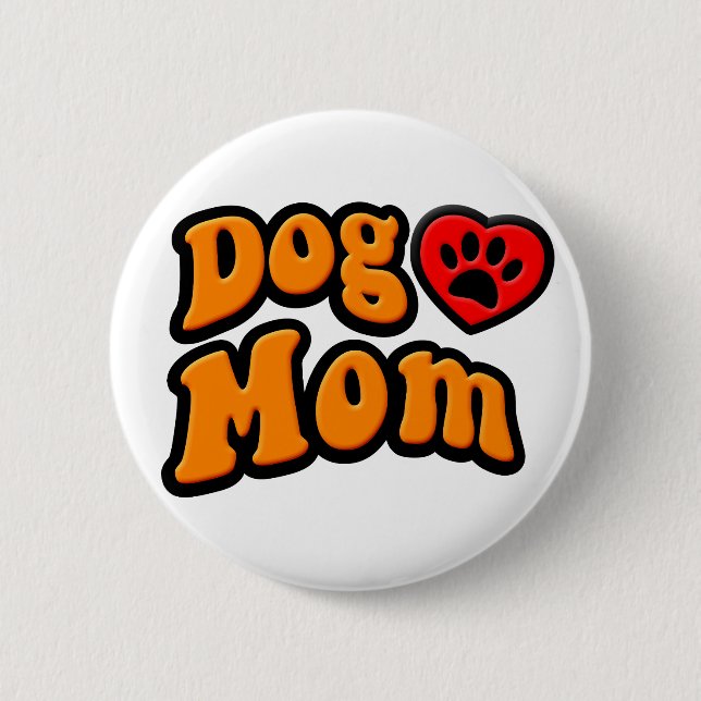 Chapa Redonda De 5 Cm Groovy Dog Mom Drawing (Anverso)
