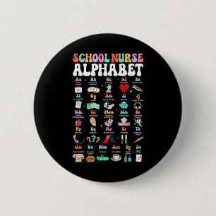 Chapa Redonda De 5 Cm Groovy Enfermera Escolar Abc Alphabet Divertido De
