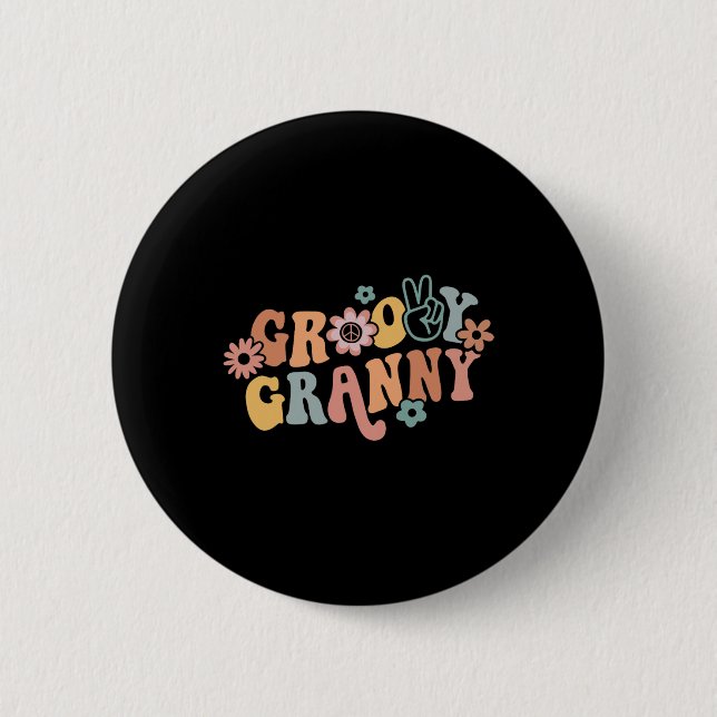 Chapa Redonda De 5 Cm Groovy Granny One Agradecimiento Granny Día de Acc (Anverso)