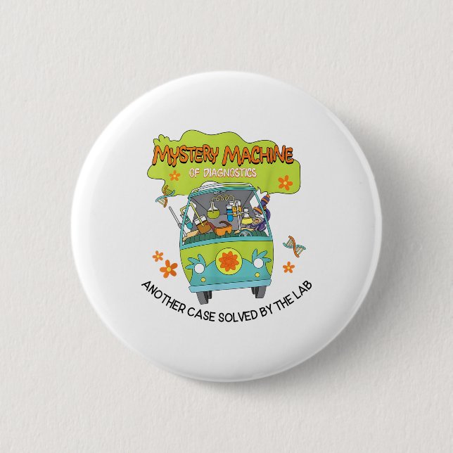 Chapa Redonda De 5 Cm Groovy Mystery Machine Of Diagnostics Lab Tech Lab (Anverso)