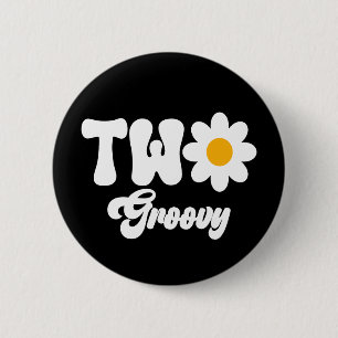 Chapa Redonda De 5 Cm Groovy ONE Daisy primer cumpleaños