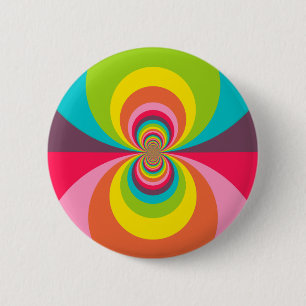 Chapa Redonda De 5 Cm Groovy Retro Hippie Vintage Arcoiris Kaleidoscope
