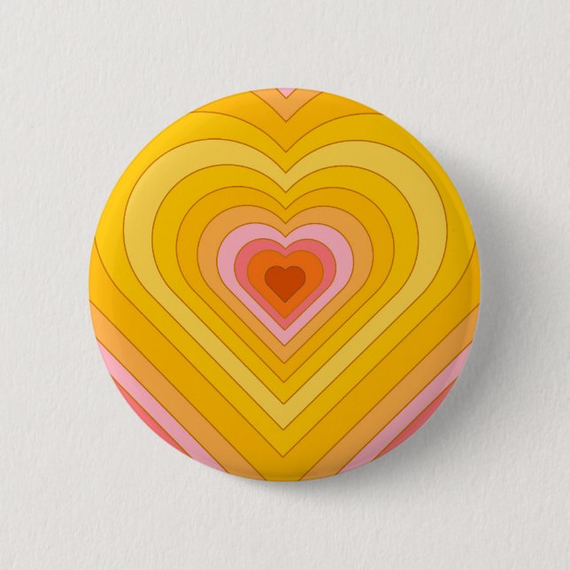 Chapa Redonda De 5 Cm Groovy Retro Layered Heart (Anverso)