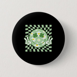 Chapa Redonda De 5 Cm Groovy Shamrock sonrisa cara a cara de hombres del