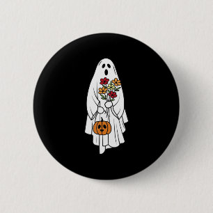 Chapa Redonda De 5 Cm Groovy Vintage Floral Fantasma Cuco Halloween Espe
