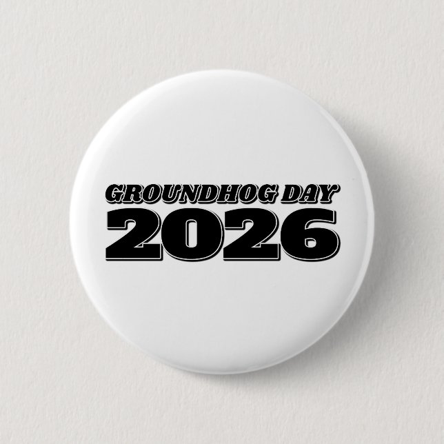 Chapa Redonda De 5 Cm Groundhog Day 2026 (Anverso)