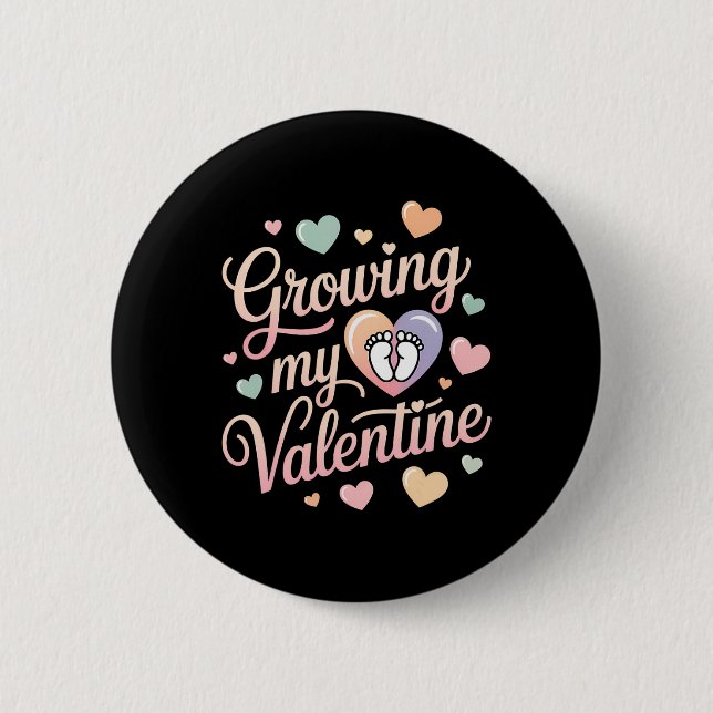 Chapa Redonda De 5 Cm Growing My Valentine By Feet Heart Design  (Anverso)