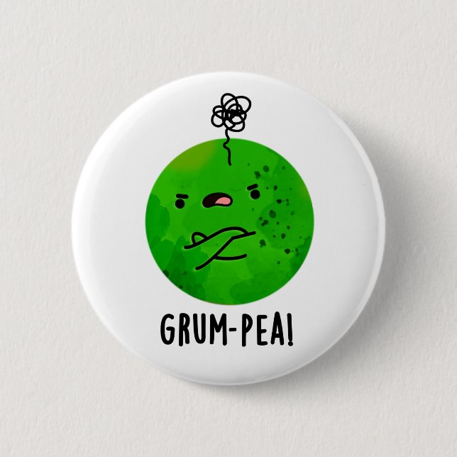 Chapa Redonda De 5 Cm Grum-pea Funny Veggie Pun (Anverso)