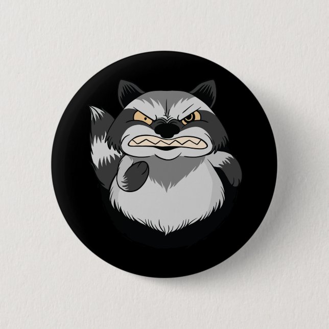Chapa Redonda De 5 Cm Grumpy Raccoon (Anverso)
