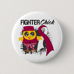 Chapa Redonda De 5 Cm Grunge del polluelo del combatiente del cáncer de