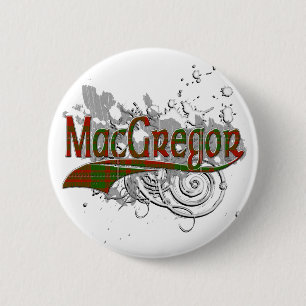 Chapa Redonda De 5 Cm Grunge del tartán de MacGregor