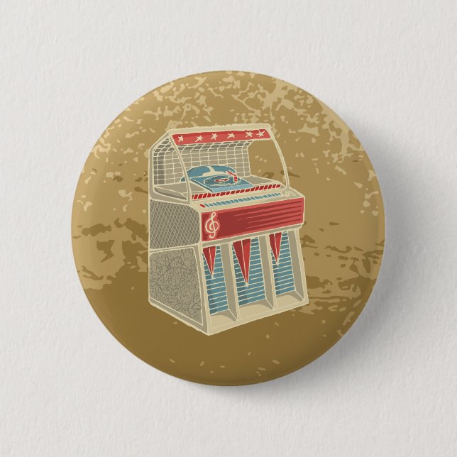 Chapa Redonda De 5 Cm Grunge Retro Jukebox (Anverso)