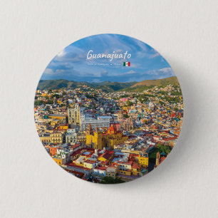 Chapa Redonda De 5 Cm Guanajuato, México - Paisaje Urbano Colorido