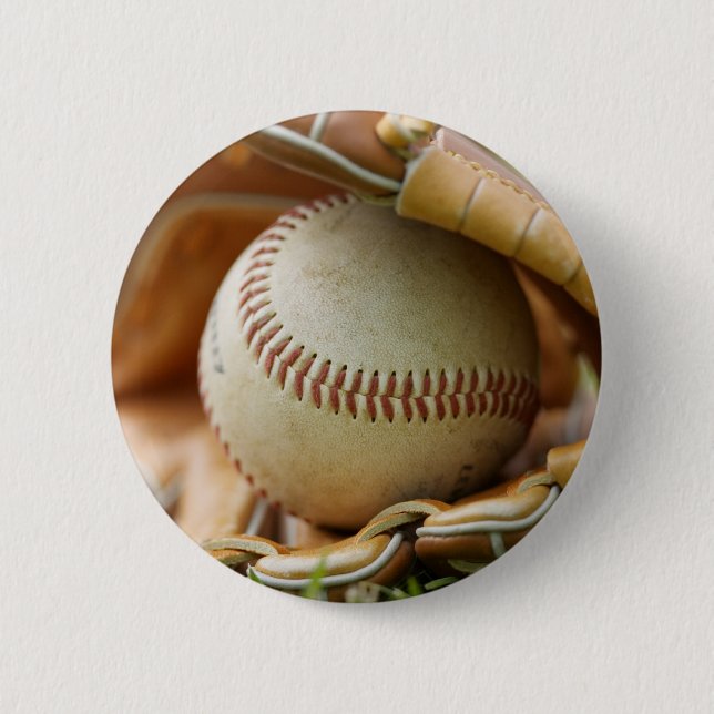 Chapa Redonda De 5 Cm Guante y bola de béisbol (Anverso)
