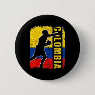 Chapa Redonda De 5 Cm Guantes de boxeo colombianos con bandera de Colomb