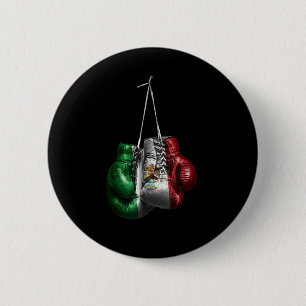 Chapa Redonda De 5 Cm Guantes De Boxeo Tee - Bandera Vintage De México P