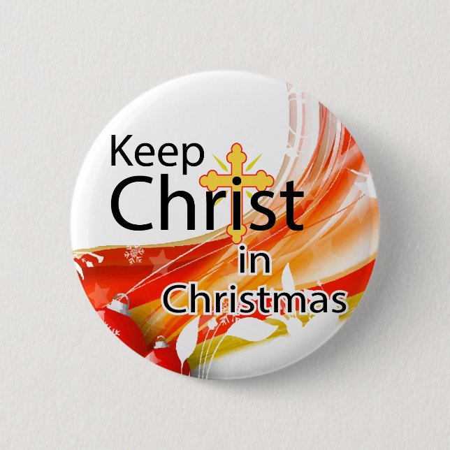 Chapa Redonda De 5 Cm Guarda a Cristo en Navidades, Swirl (Anverso)