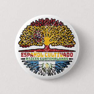 Chapa Redonda De 5 Cm Guatemala España guatemalteca bandera de raíces de