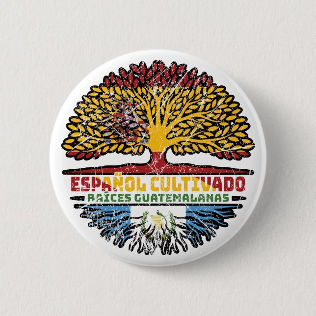 Chapa Redonda De 5 Cm Guatemala España guatemalteca bandera de raíces de (Anverso)