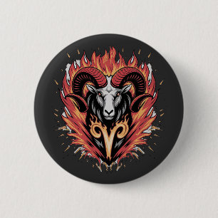 Chapa Redonda De 5 Cm Guay Aries en llamas Diseño de Astología Zodiac