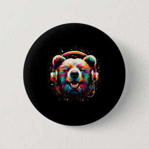 Chapa Redonda De 5 Cm Guay Bear Auriculares Música Navidades de arte Cum