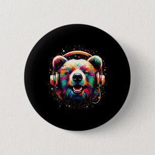 Chapa Redonda De 5 Cm Guay Bear Auriculares Música Navidades de arte Cum