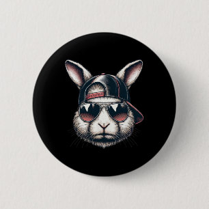 Chapa Redonda De 5 Cm Guay Bunny Face con Sungles Happy Easter Boys Men