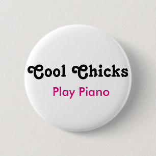 Chapa Redonda De 5 Cm Guay Chicks juega al piano