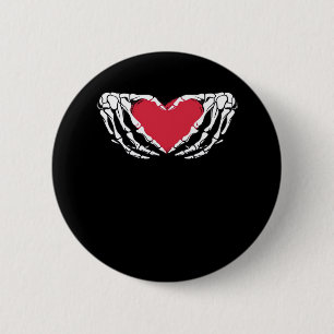 Chapa Redonda De 5 Cm Guay Classic Funny Skeleton Hands Heart - Valentin