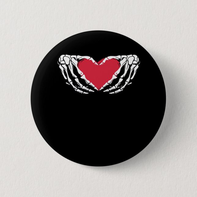 Chapa Redonda De 5 Cm Guay Classic Funny Skeleton Hands Heart - Valentin (Anverso)