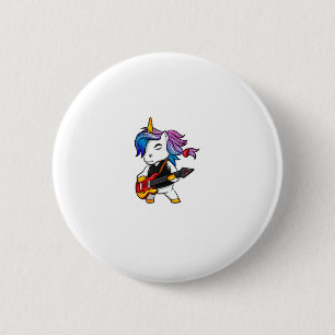 Chapa Redonda De 5 Cm Guay rock and roll unicorn con guitarra para el ro