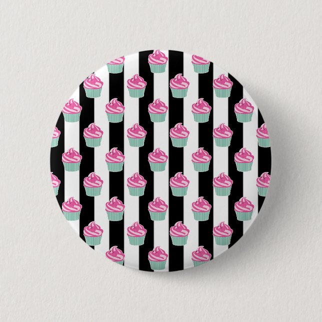 Chapa Redonda De 5 Cm Guay Trendy Bleck and Withe, pasteles de la copa (Anverso)