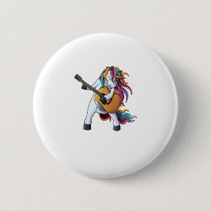 Chapa Redonda De 5 Cm Guay Unicornio tocando guitarra _ Gracioso animal