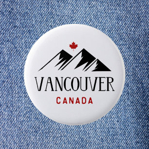 Chapa Redonda De 5 Cm Guay Vancouver Canada Mountains Maple Leaf