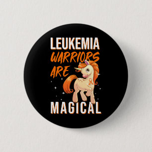 Chapa Redonda De 5 Cm Guerrero de leucemia Magia Unicornio Naranja Ribbo