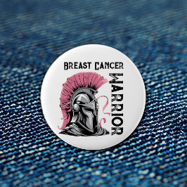 Chapa Redonda De 5 Cm Guerrero del cáncer de mama blanco