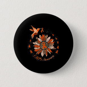 Chapa Redonda De 5 Cm Guerrero del Sunflower Hummingbird Naranja Ribbon