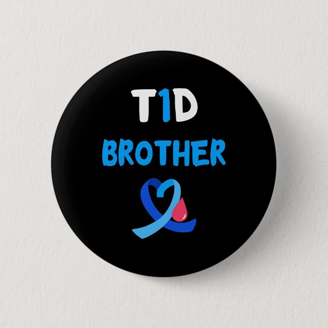 Chapa Redonda De 5 Cm Guerrero T1D Hermano Diabetes Awareness Squad Supp (Anverso)